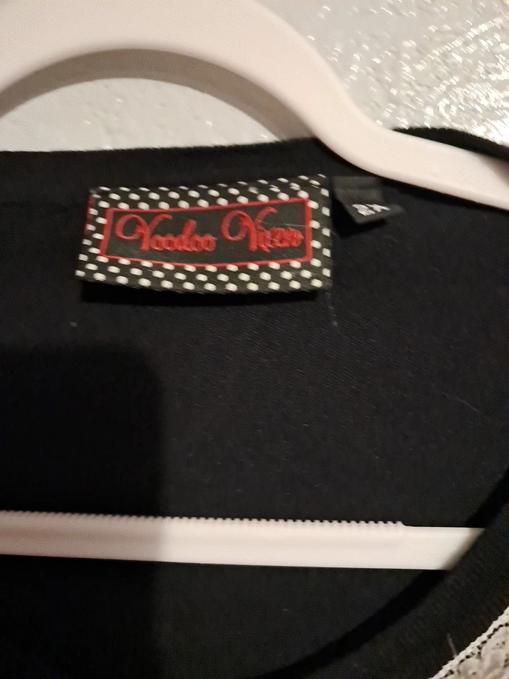 Voodoo Vixen Womens Long-Sleeve Button-Down Sweater Black Embroidered Size 2X - Image 3 of 4