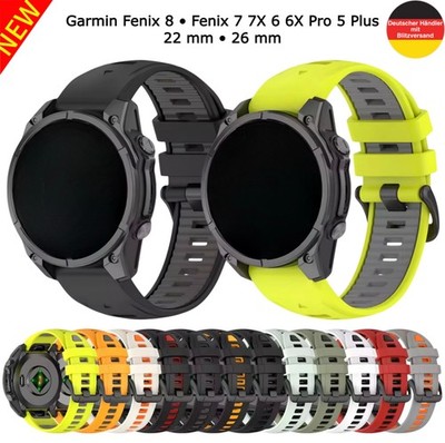 Silikon Armband Quick Fit 22 | 26 mm für Garmin Fenix 8 8X 7 7X 6 6X 5 Pro Plus