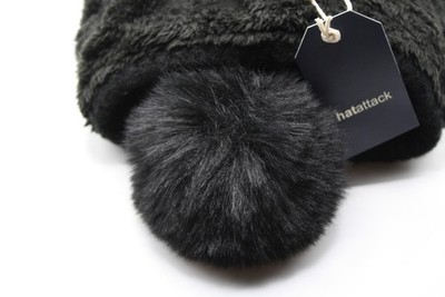Hat Attack Faux Fur Pom Pom City Beanie Hat Womens One Size Black Cozy Lined Hat Attack City Beanie with Cozy Lining New Black Faux Fur  main image 2