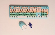 DI EK8870 Retro Wireless Keyboard and Mouse Combo Round Keys Pastel USB