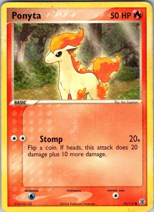 Ponyta 76/112 Common FireRed & LeafGreen Pokemon Damaged