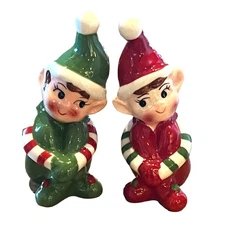 NEW Christmas Holiday ELVES SALT & PEPPER SHAKERS 4” Sugar Spice Elf Shaker Set