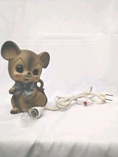 Vintage Josef Original Mouse W/Blue Bowtie Night Light With Orig Cord See Pics