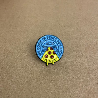 Pin - We Come in Peace For Pizza - Space - UFO - Retro