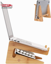 Nuvograin Laptop Stand, Wooden Vertical Laptop Stand for Desk, Bamboo Laptop Sta
