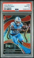 Jahmyr Gibbs ROOKIE RC 2023 Panini Select #/49 Red Prizm LIONS PSA 10