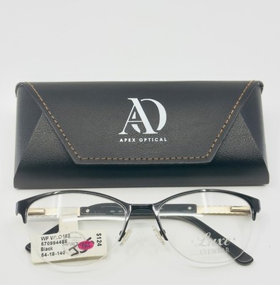 NEW LUXE EYEWEAR 462 001 Black Womens Semi Cat Eye Eyeglasses 54-18-140 B:39