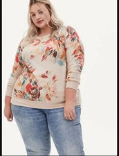 TORRID FLORAL WATER COLOR CREW NECK FLEECE SWEATSHIRTPLUS SIZE 2, 2X, 18-20