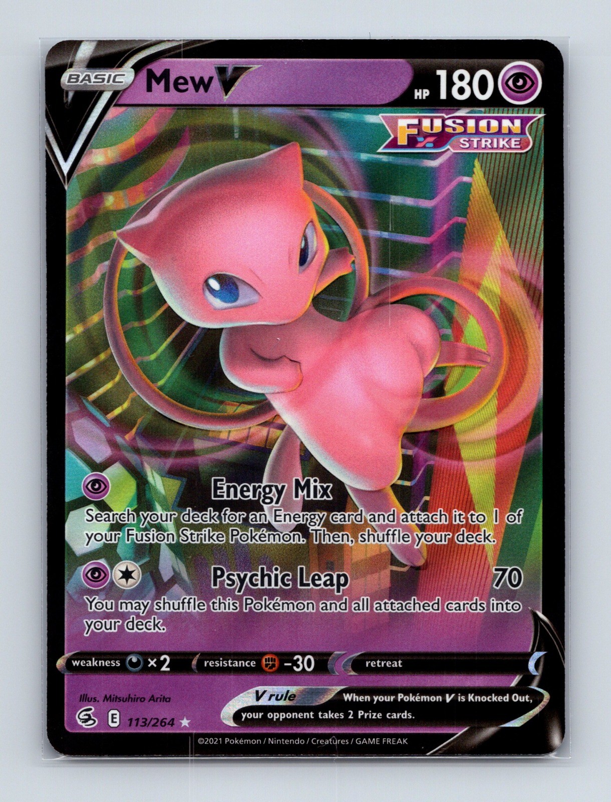 Mew V Holo Ultra Rare SWSH08: Fusion Strike 113/264 NM