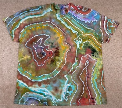 Handmade Ice Tie Dye T-Shirt XL Mens Womens Soft Cotton Green Red Geode