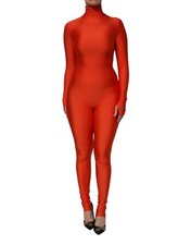 Dolce & Gabbana Red Nylon Turtleneck Bodycon Jumpsuit Women's Dress