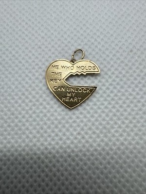 14k Gelbgold 2 Stück Auseinanderbrechen WER DEN SCHLÜSSEL HÄLT Charms Schloss Schlüssel 14kt