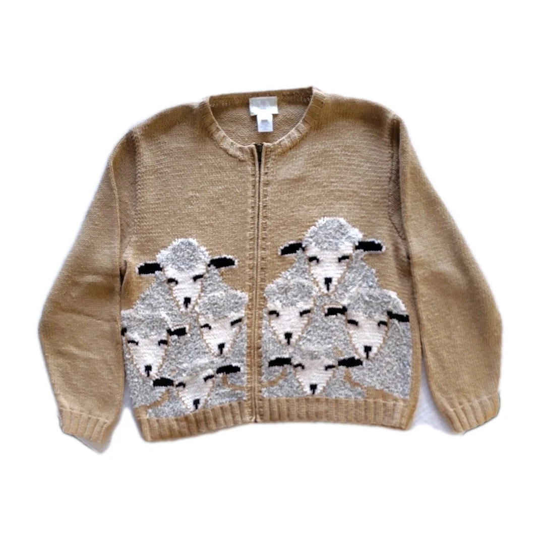 Pull à Capuche Susan Bristol - 100% Coton - Taille M - Marron/beige Motif Floral - Occasion Excellent état