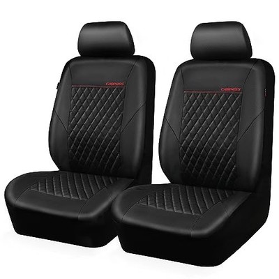 CAR PASS Quilting Leather Seat Cover Two Partial Set (Two Front) All Black