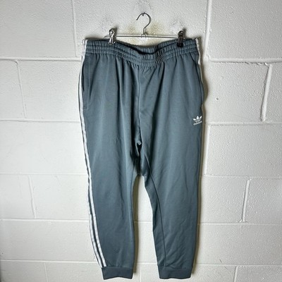 Adidas Tracksuit Bottoms Mens W34 Grey White Firebird Trefoil SST Superstar