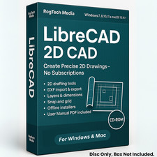 Libre Cad - 2D CAD Computer Aided Design Software for Windows MAC on CD-ROM