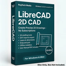 Libre Cad - 2D CAD Computer Aided Design Software for Windows & MAC on CD-ROM
