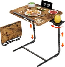 Portable Folding TV Tray Adjustable Dinner Trays Eating On Couch Wooden Tables
