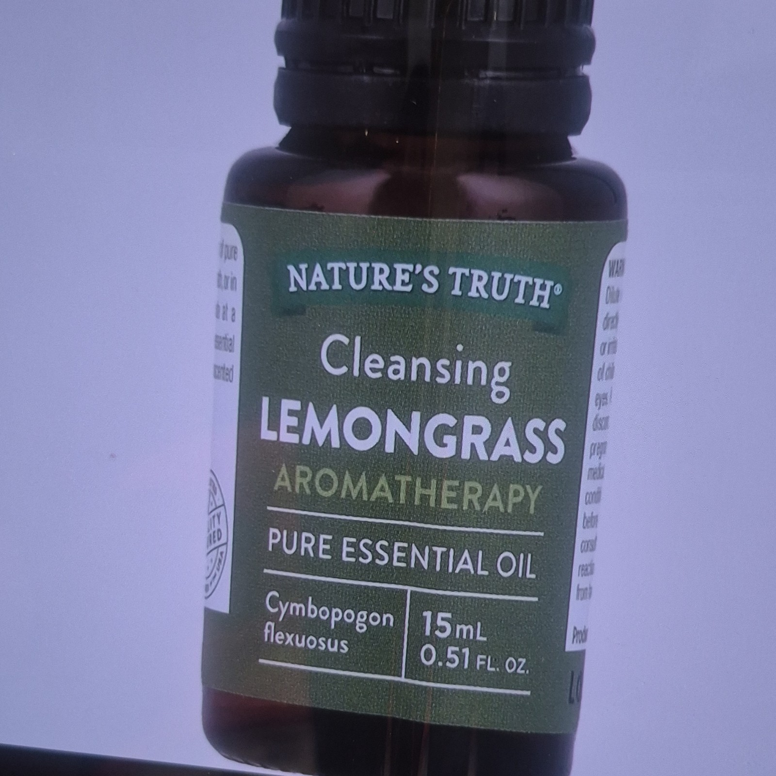 Nature's Truth Lemongrass Essential Oil Aromatherapy Cleansing Glass Bottle 15mL