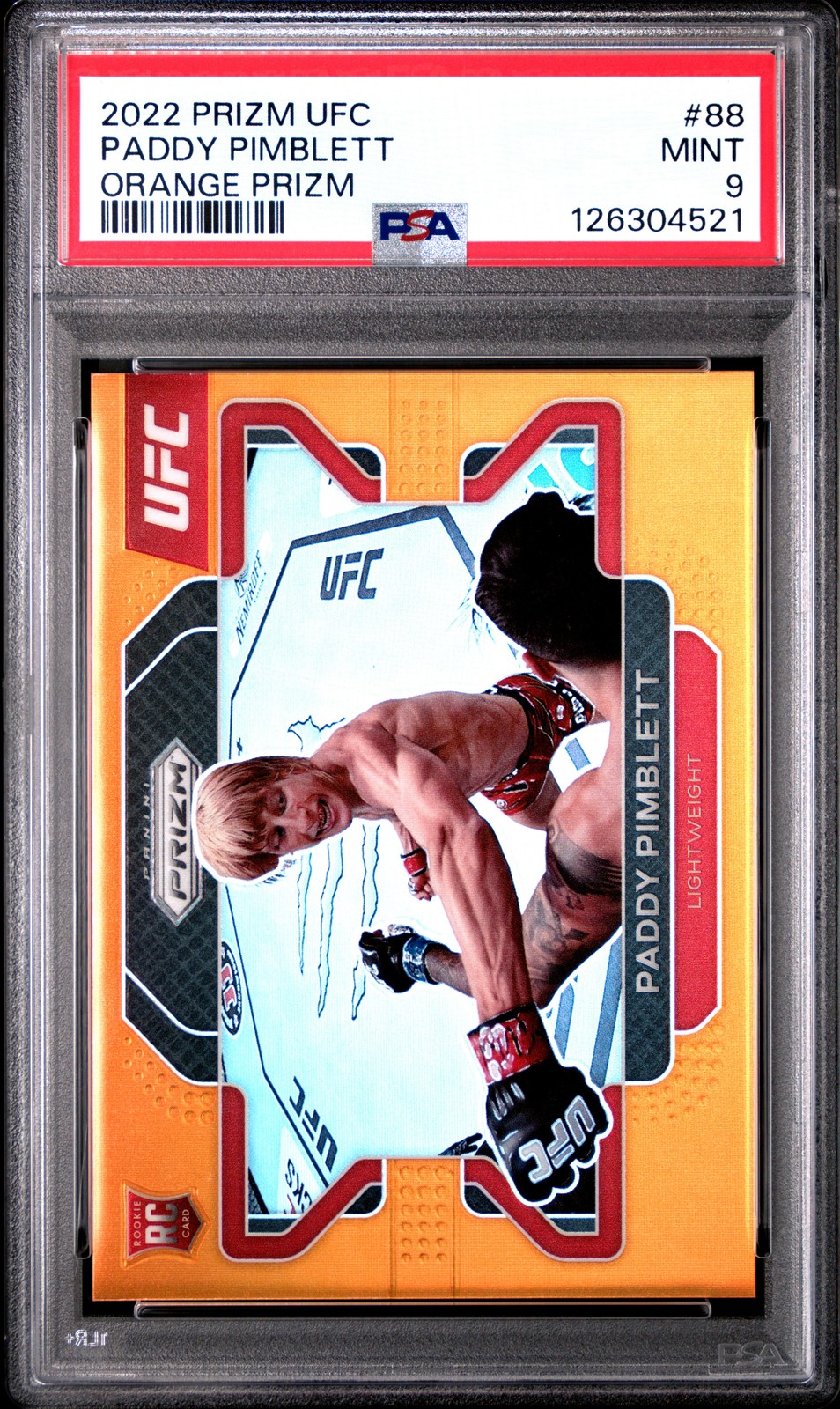 2022 PANINI PRIZM UFC ORANGE PRIZM #88 PADDY PIMBLETT 78/99 PSA 9