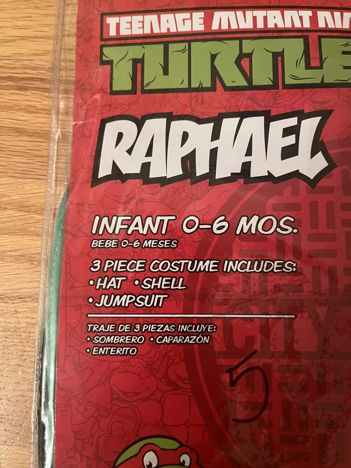 Disfraz de Halloween Rafael Tortugas Ninja Mutantes Adolescentes Infantiles 3 piezas 0-6 Meses Nuevo en Paquete Foto 2 de 4