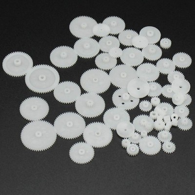 Alextend 58pcs Plastic Gears Module 0.5 for DC Motor DIY Model Small, White 