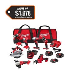 NEW Milwaukee M18 8-Tool Combo Kit 3692-28S w/ 3 Batteries, Charger & Bag
