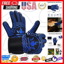 Comfortable 1472°F Heat Resistant BBQ Gloves - Non-Slip Silicone for Kitchen Use