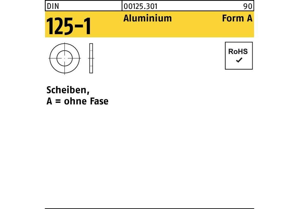 Форма Reyher Unterlegscheibe DIN 125-1 из алюминия размером 5,3 x10 x1