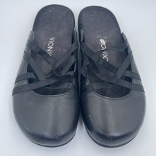 Vionic Claire Women's 8 Black Leather Crisscross Strap Mules