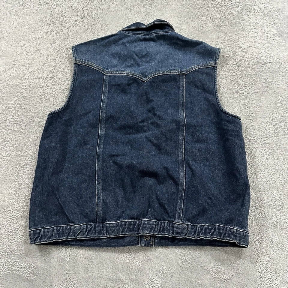 Jaqueta Wrangler Snap Button Colete Feminino Grande Azul Denim Antigo Y2K Western - Imagem 3 de 4