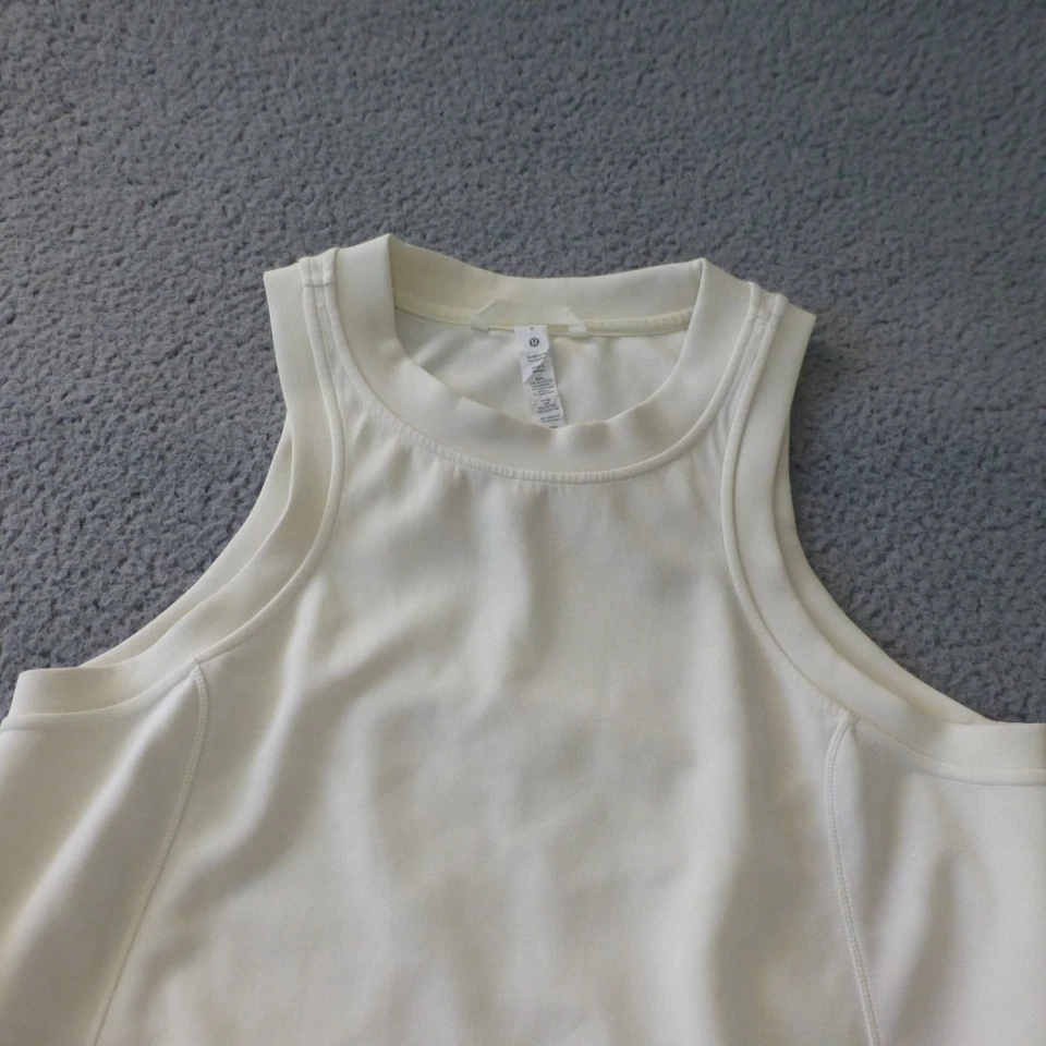 Vestido Lululemon Back In Action para mujer 6 bolsillos elásticos sin mangas crema Foto 3 de 4