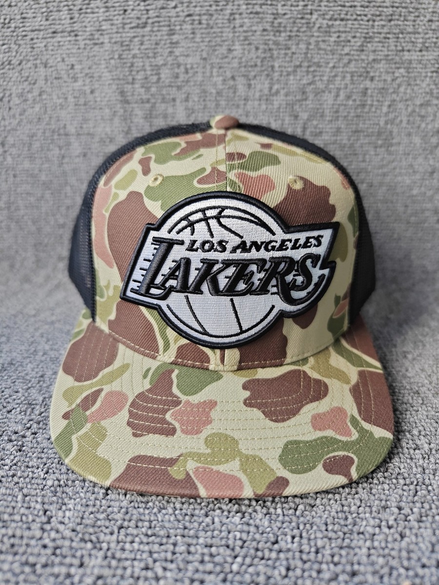 Mitchell & Ness Los Angeles Lakers Camo Trucker Snapback Hat New