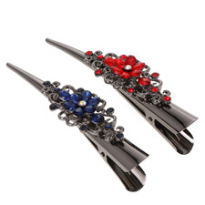 2pcs Decorative Alligator Hair Clips, Rhinestone Duckbill Assorted Color 1