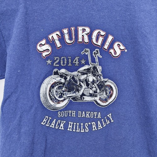 Sturgis 2014 Black Hills Rally T-Shirt Hanes Youth S 100% Cotton Navy Blue - Picture 5 of 6