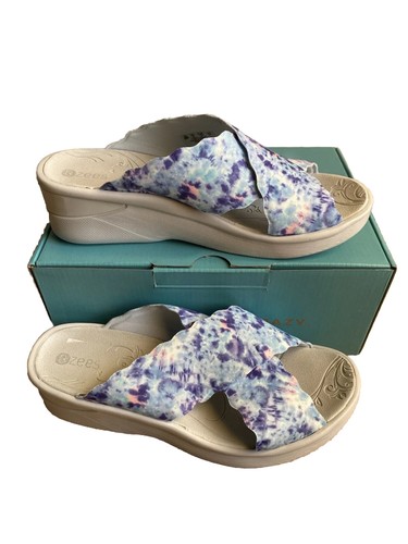 BZees Sahara Blue Women's Slip On Shoes Comfort Cushioning Size 9M arch Support