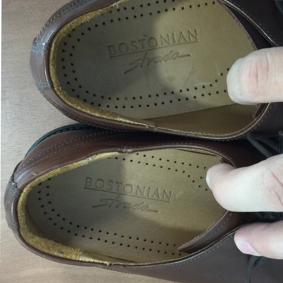 Bostonian Strada Brown Shoes Size 13 Y2K Leather Split Toe‎ Lace Up Made Italy Bostonian Strada Men Sz 12 M Brown Leather Lace Up Shoe Made  main image 2