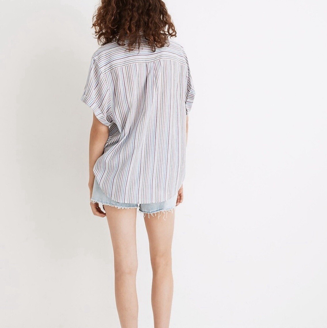 シャツ IONSEOUL Crono Stripe Shirt JE975 NN07 Julio Striped Short Sleeve Shirt Khaki/White at