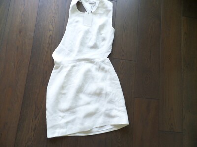 NWT Latest ST. AGNI Deconstructed mini dress in ivory cutoff & open back sz  S | eBay