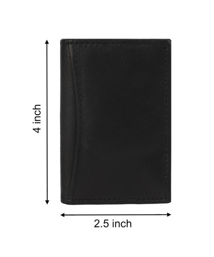 Cuero Genuino Ampliable Tarjeta de Crédito Identificación Tarjeta de Visita RFID Seguro, Negro - Imagen 10 de 10
