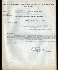 ALGIERS (ALGERIA) CARERIES / B.T.P. "S.A. TUNISIENNE DES ENTREPRISES CHEMIN" 1945
