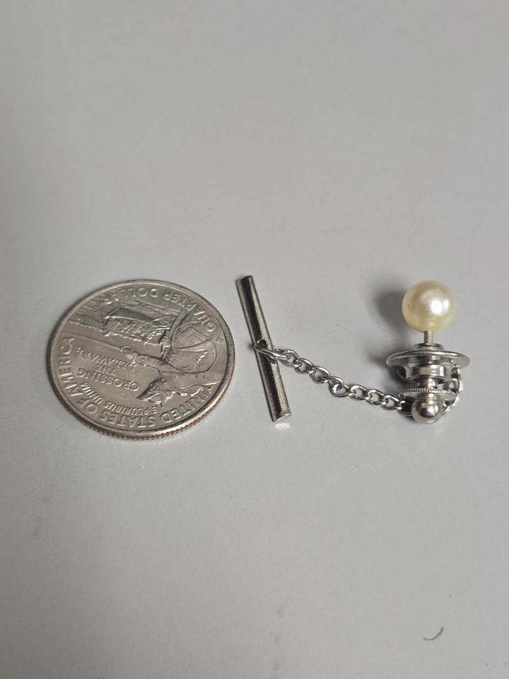 Vintage Imitation Pearl Tie Clasp Clip Jewelry - Image 3 of 3