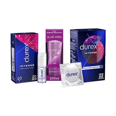 Durex Ausprobier-Set mit Intense Orgasmic Gel 10ml & Intense Orgasmic Kondome 24