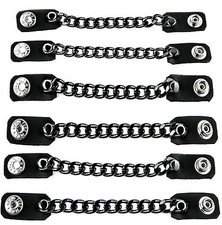 1 row Black Chain Extension Black Leather Biker Vest Extender 6 Pcs Lot