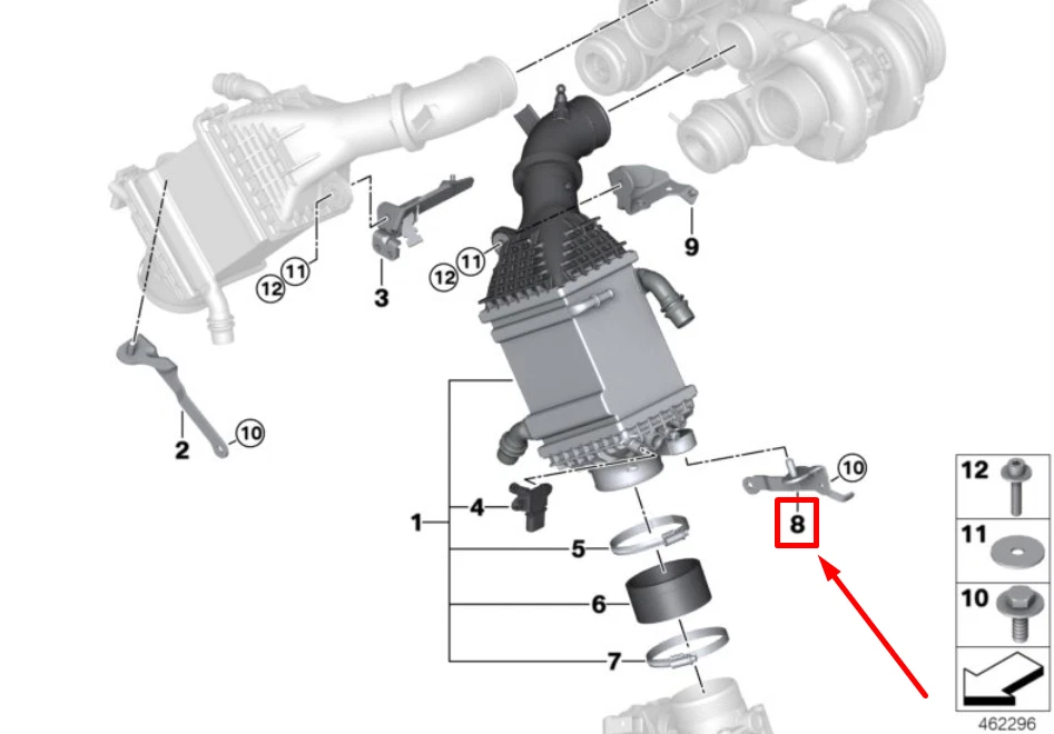 NEW BMW X6 F86 LEFT TURBOCHARGER INTERCOOLER BRACKET 7848095 