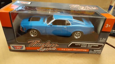 1970 Ford Mustang Boss 429 Blue1 24 Premium Diecast Motor Max MIB