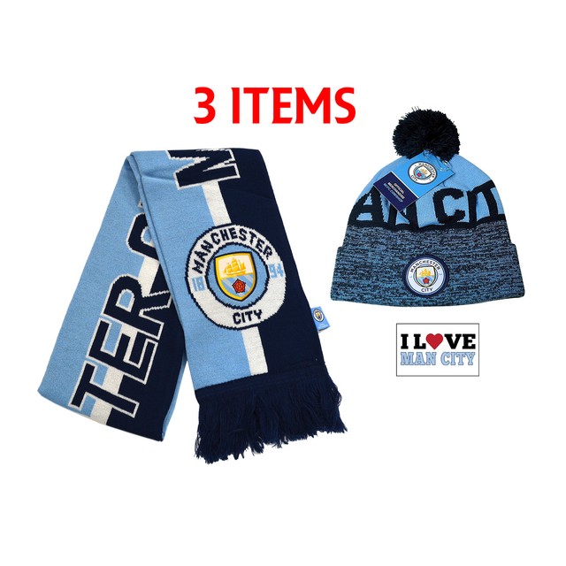 Manchester City Scarf and Beanie Official Authentic Licensed 3 items