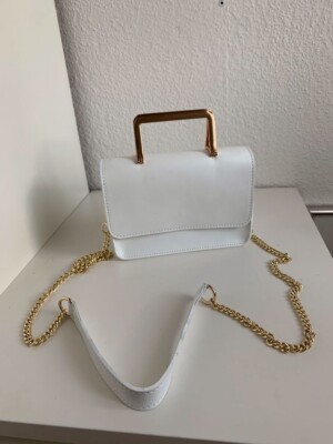 Damen Clutch weiße Leder Tasche NEU