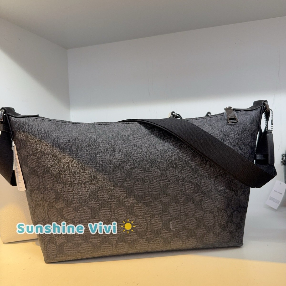 NWT COACH Finn Crossbody Bag In Signature Canvas CAJ91 Gunmetal