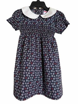 Beverly Hills Polo Club Dress Girls 3T Blue w/White Stars Short Sleeve Collared